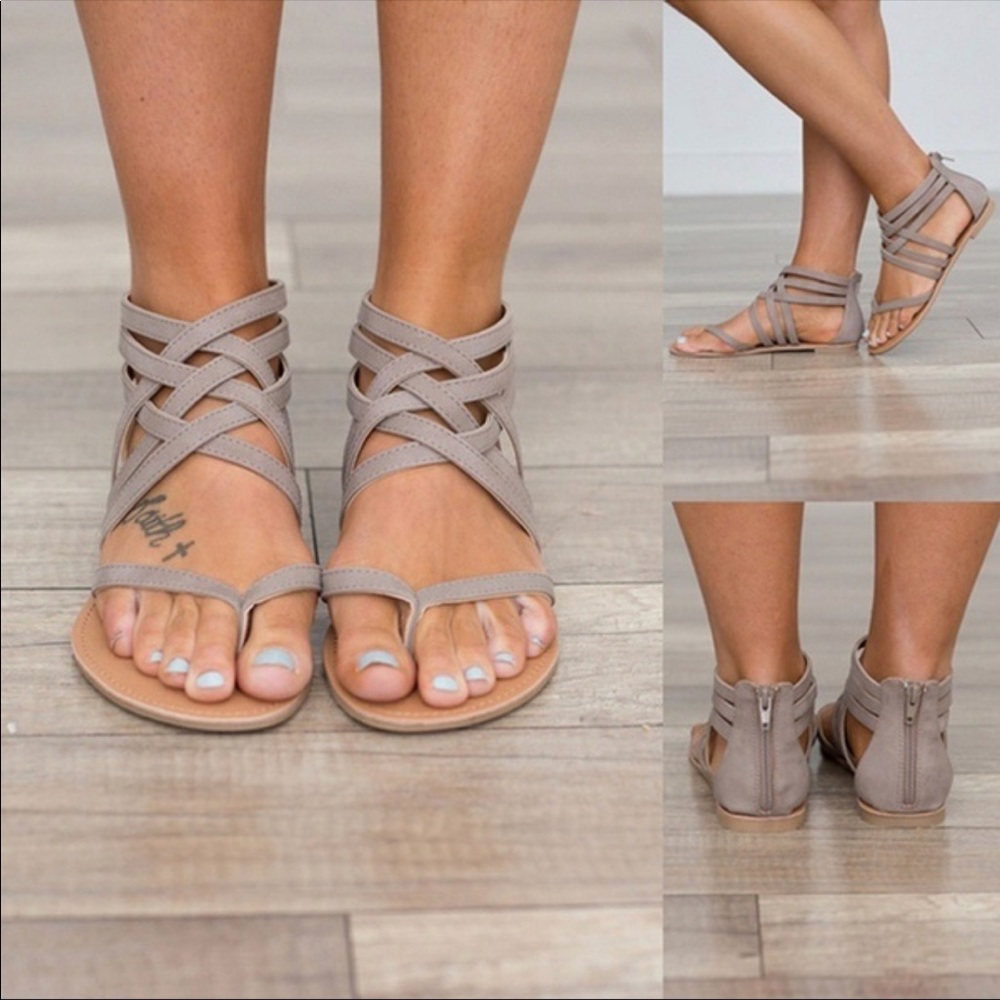 Flat Cross Gladiator Sandals